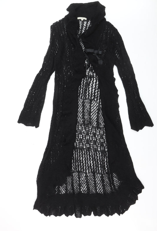 Laura Ashley Women’s Black Open Knit Long Cardigan M