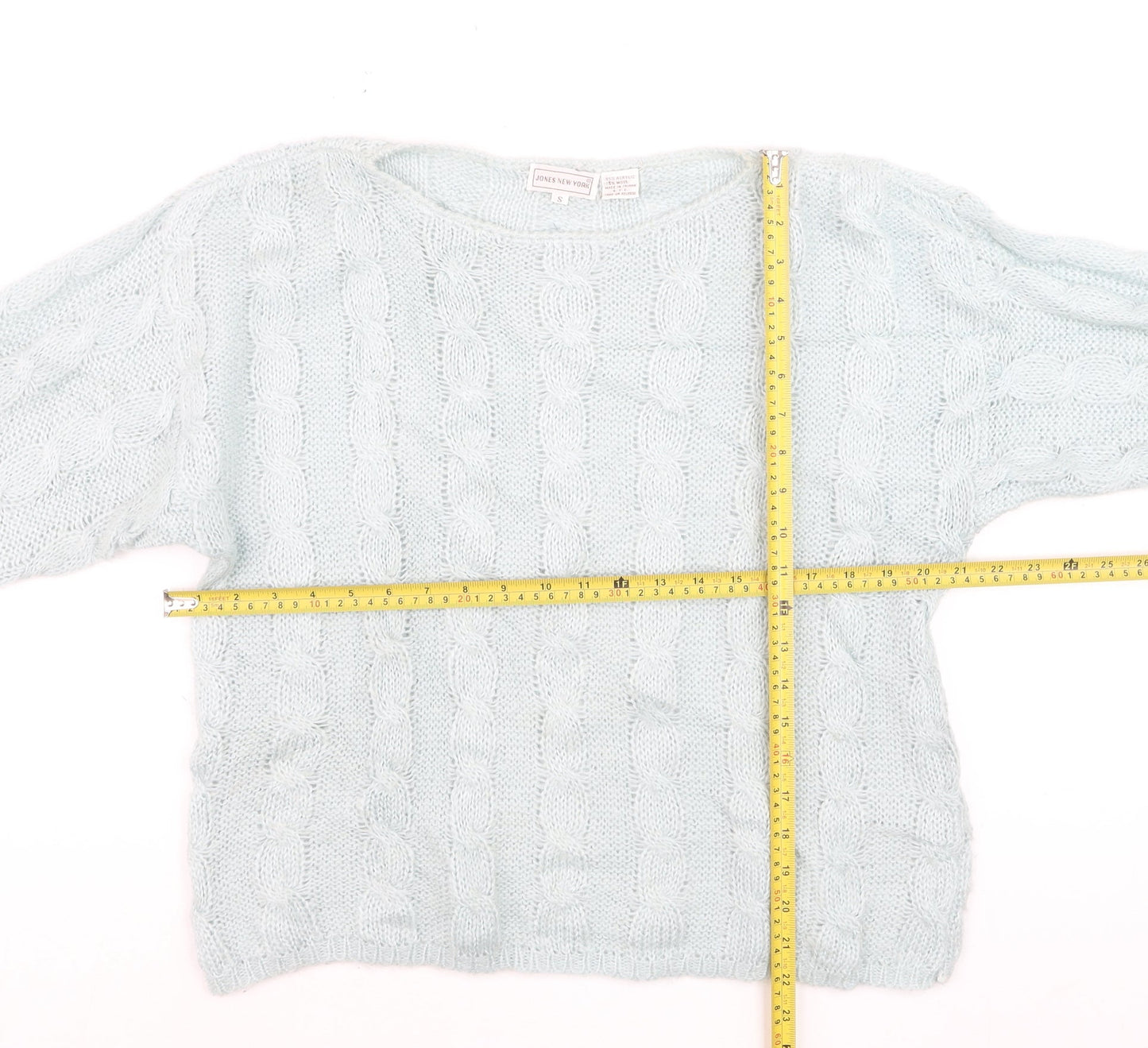 Jones New York Womens Ivory Cable-Knit Wool Blend Jumper S