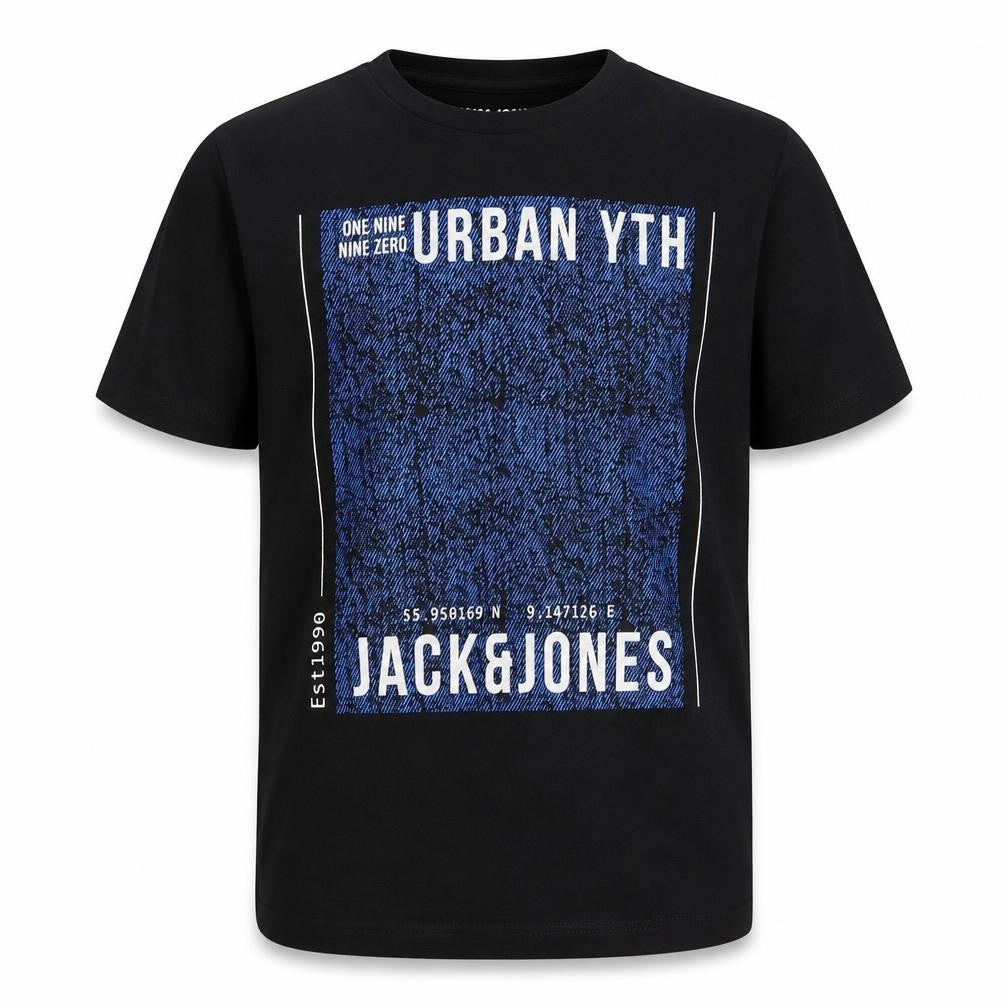 Jack & Jones Boys Black Graphic Print Urban Logo T-Shirt 10-11 Years Regular Fit
