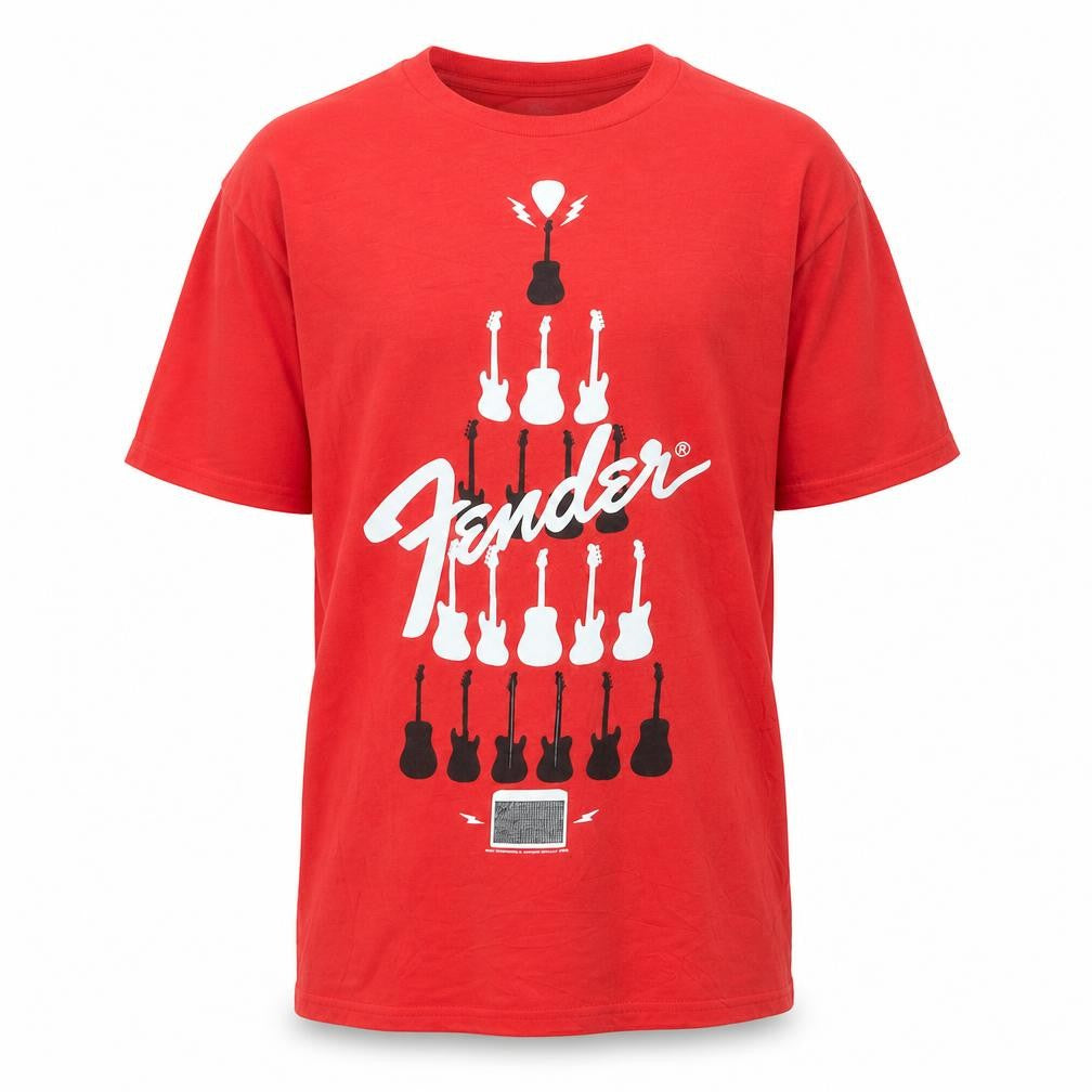 Fender Men's Red Graphic Music Band Cotton T-Shirt Size L