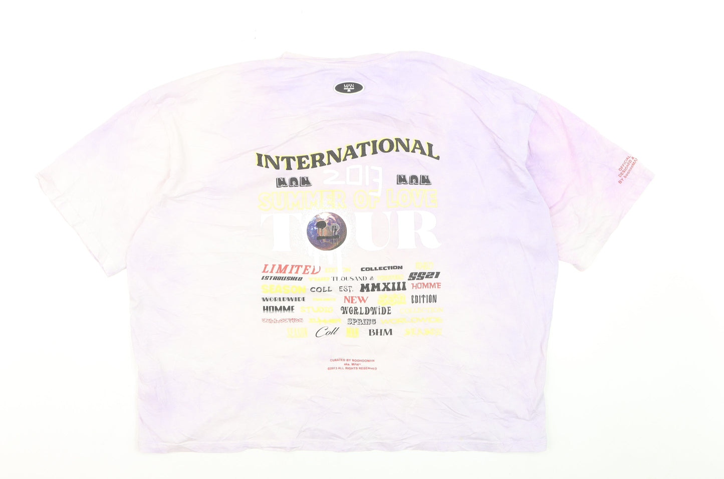 MAN Boohoo Men’s Multicoloured ‘Trippy Worldwide’ Graphic T-Shirt M Relaxed Fit