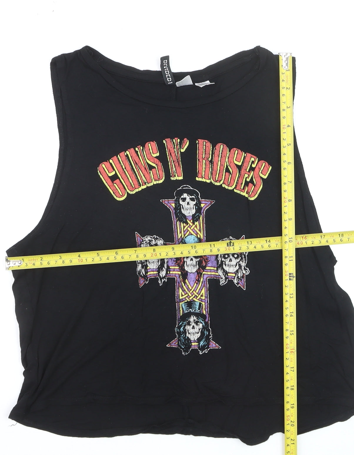 Bershka Womens Black Guns N' Roses Cropped Tank Top Size 12
