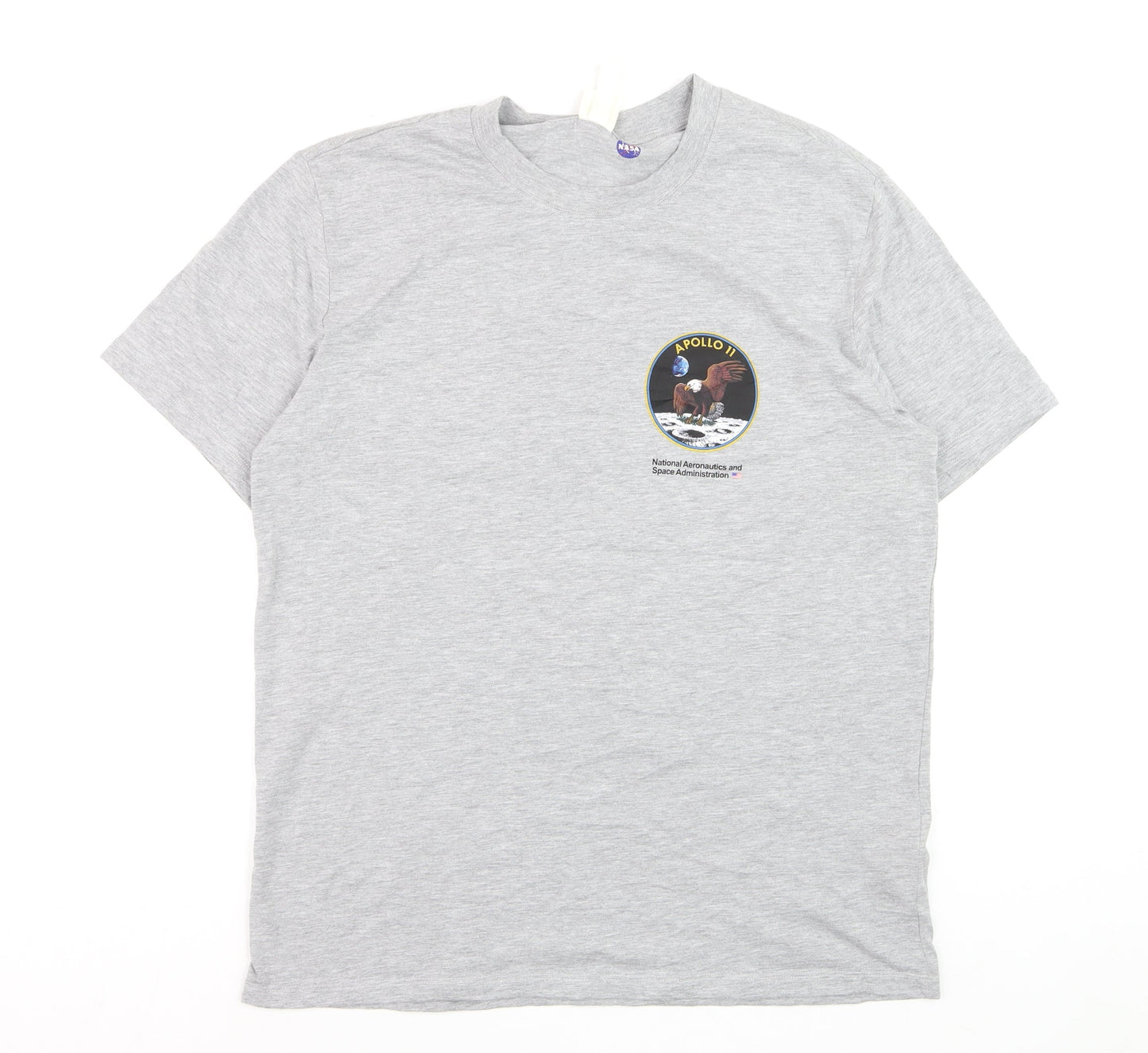 H&M Men’s Grey NASA Apollo 11 Graphic Crew Neck Cotton T-Shirt Size L
