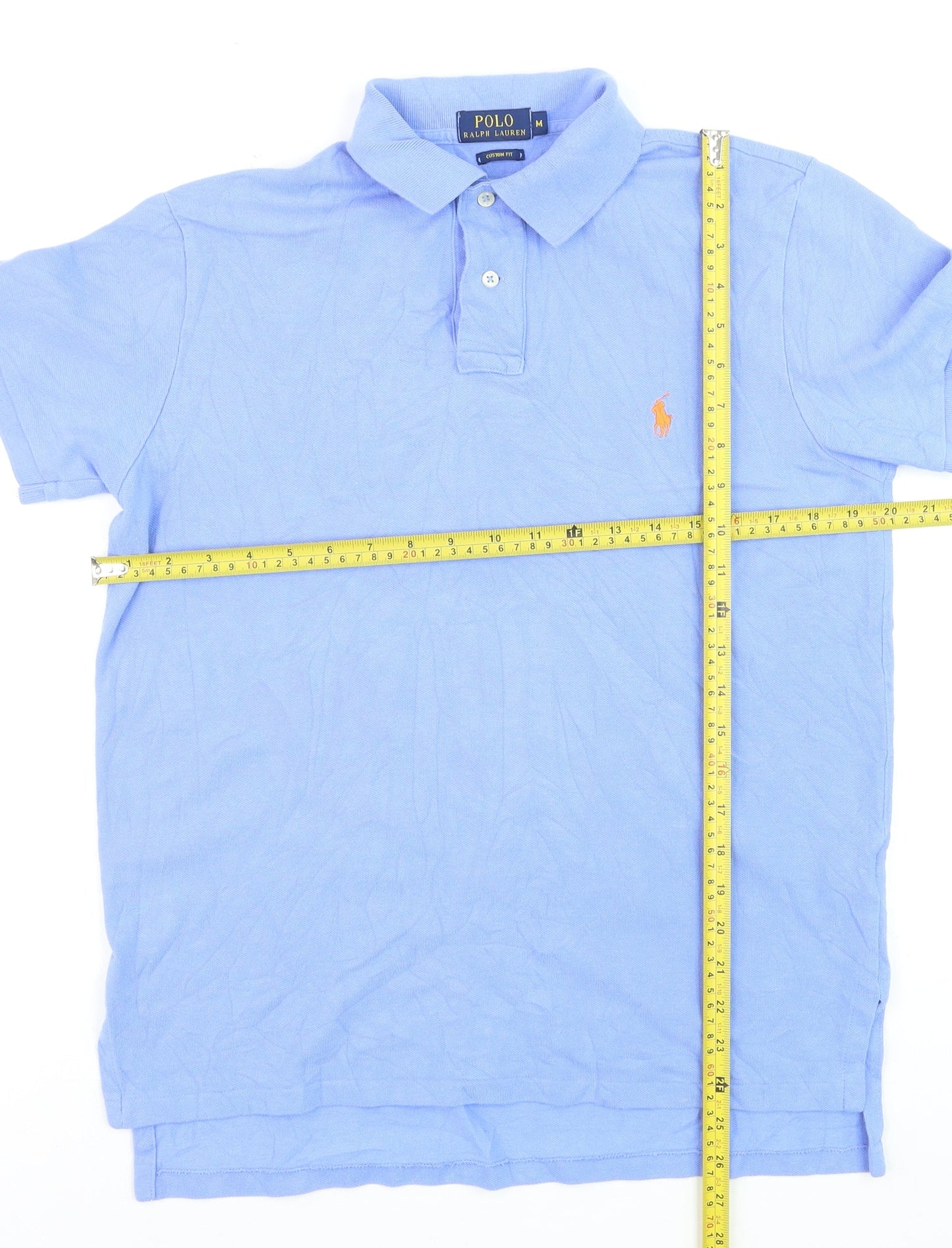 Ralph Lauren Men's Blue Custom Fit Polo Shirt Size M