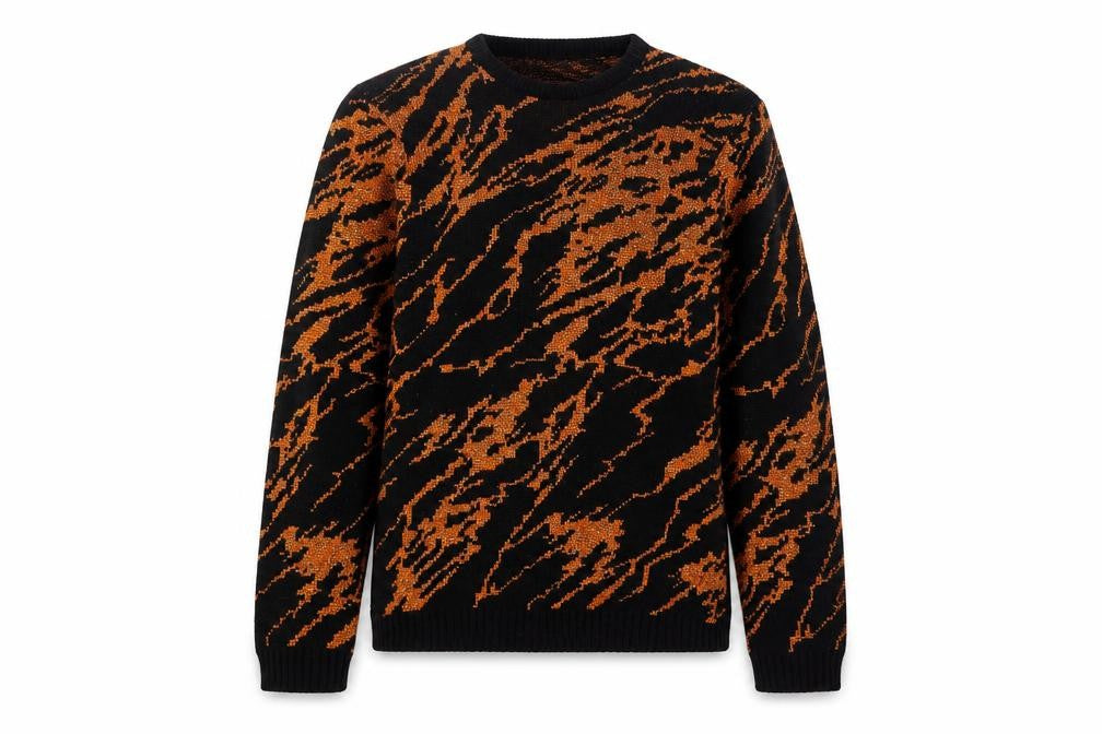 Solo Womens Black Orange Animal Print Acrylic Knit Jumper S