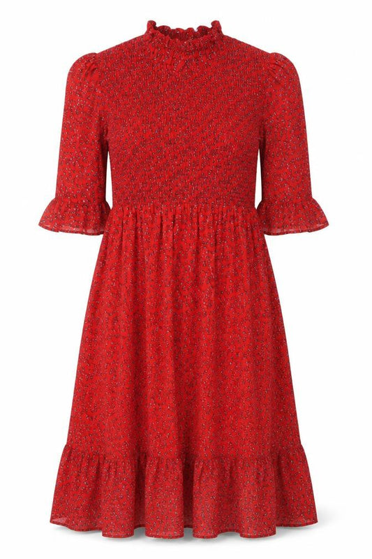 Finery Women Red Floral Midi Fit & Flare Dress Size 16
