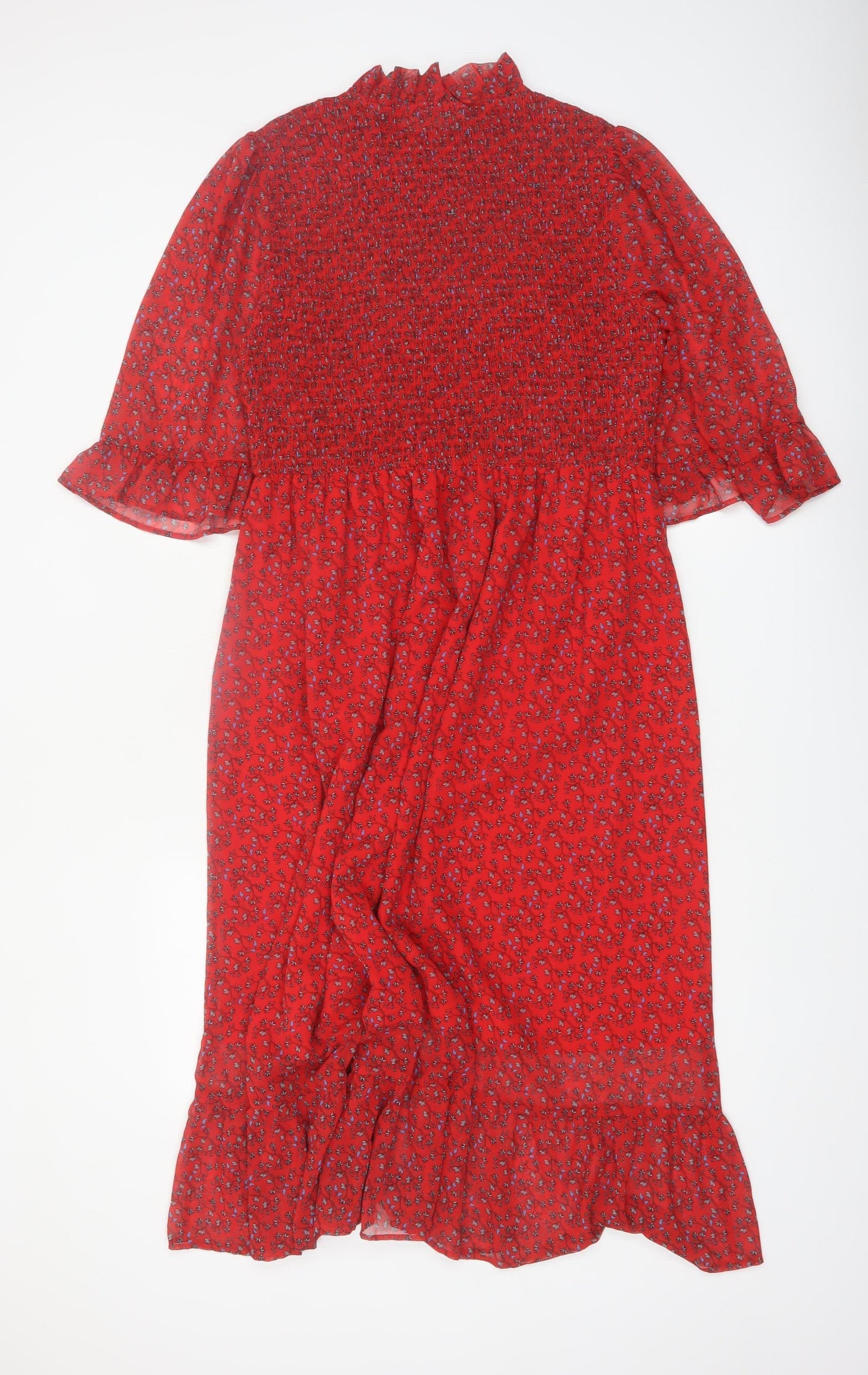 Finery Women Red Floral Midi Fit & Flare Dress Size 16
