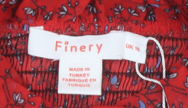 Finery Women Red Floral Midi Fit & Flare Dress Size 16