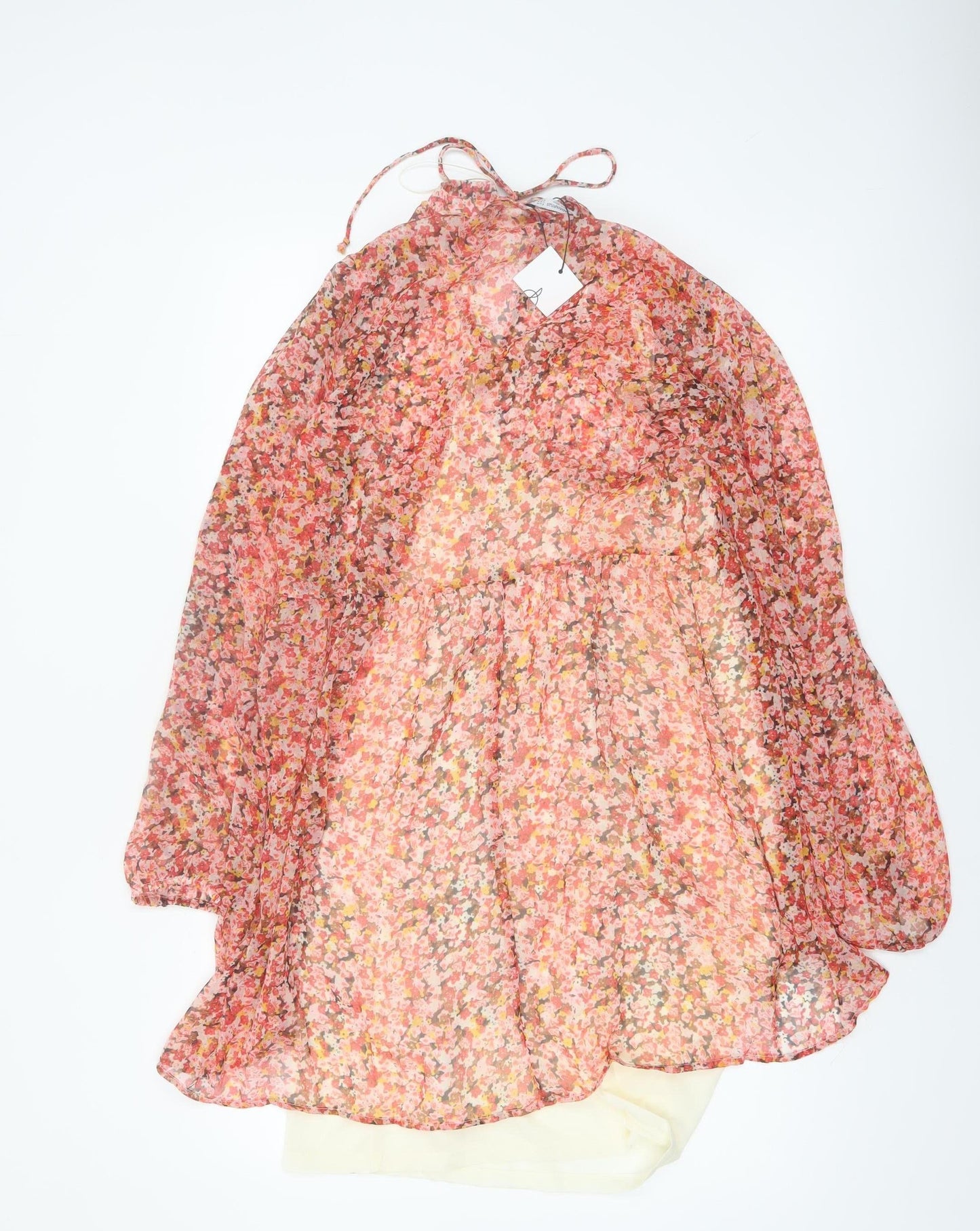 Stradivarius Women Multicoloured Floral A-Line Dress Size 12