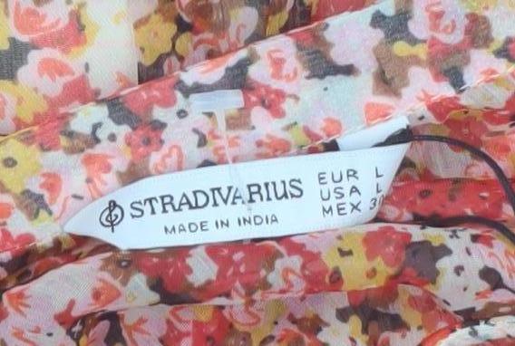 Stradivarius Women Multicoloured Floral A-Line Dress Size 12