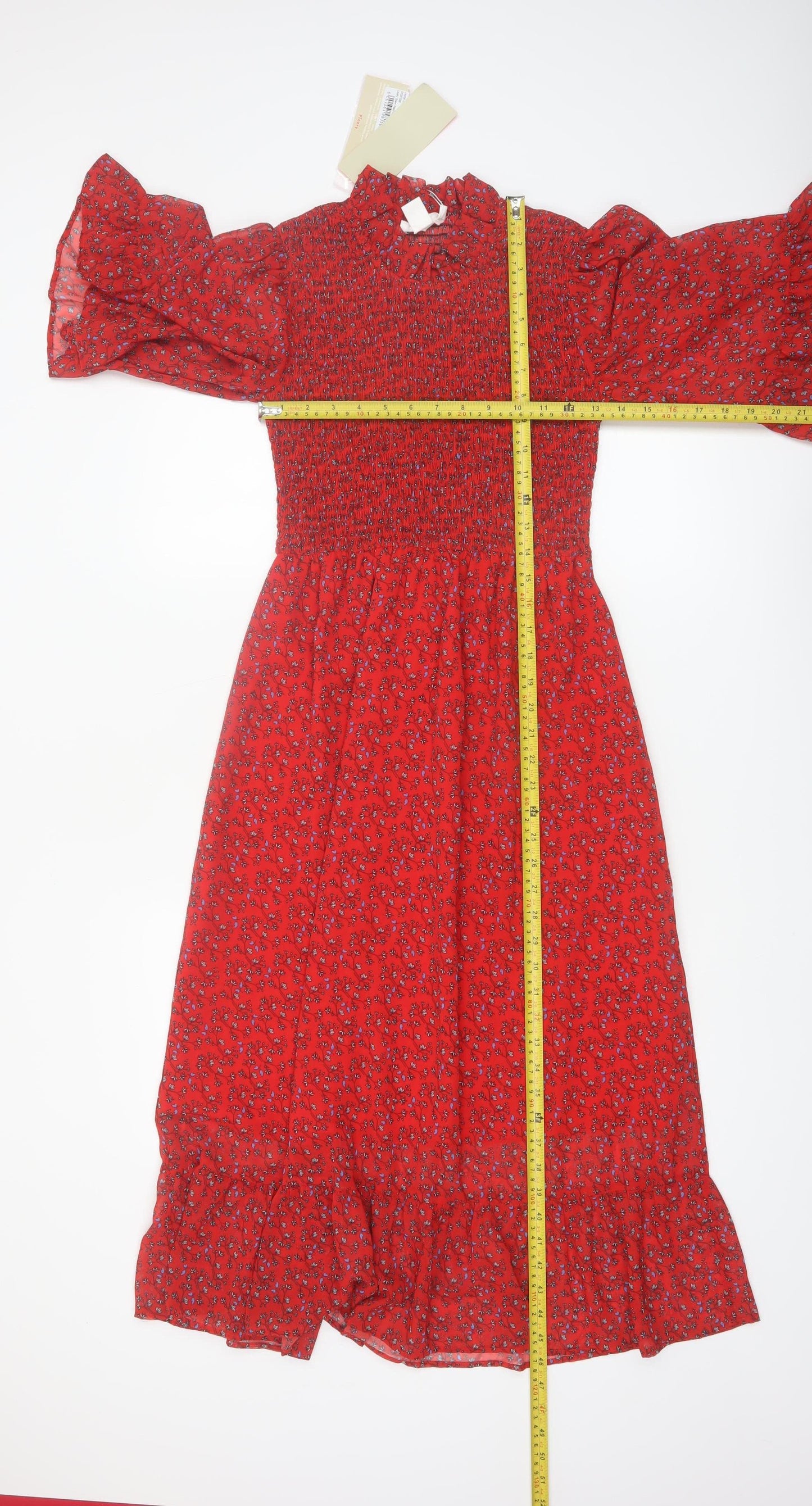 Finery Women’s Red Floral Midi A-Line Dress Size 8