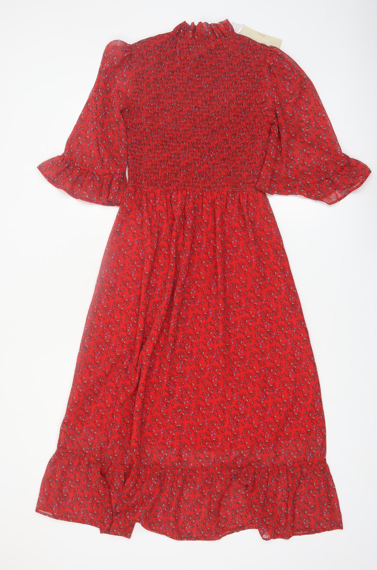Finery Women’s Red Floral Midi A-Line Dress Size 8
