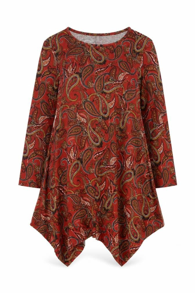 Apricot Women Red Paisley Asymmetric Long Sleeve Dress Size 12