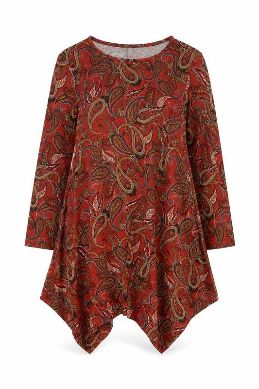 Apricot Women Red Paisley Asymmetric Long Sleeve Dress Size 12