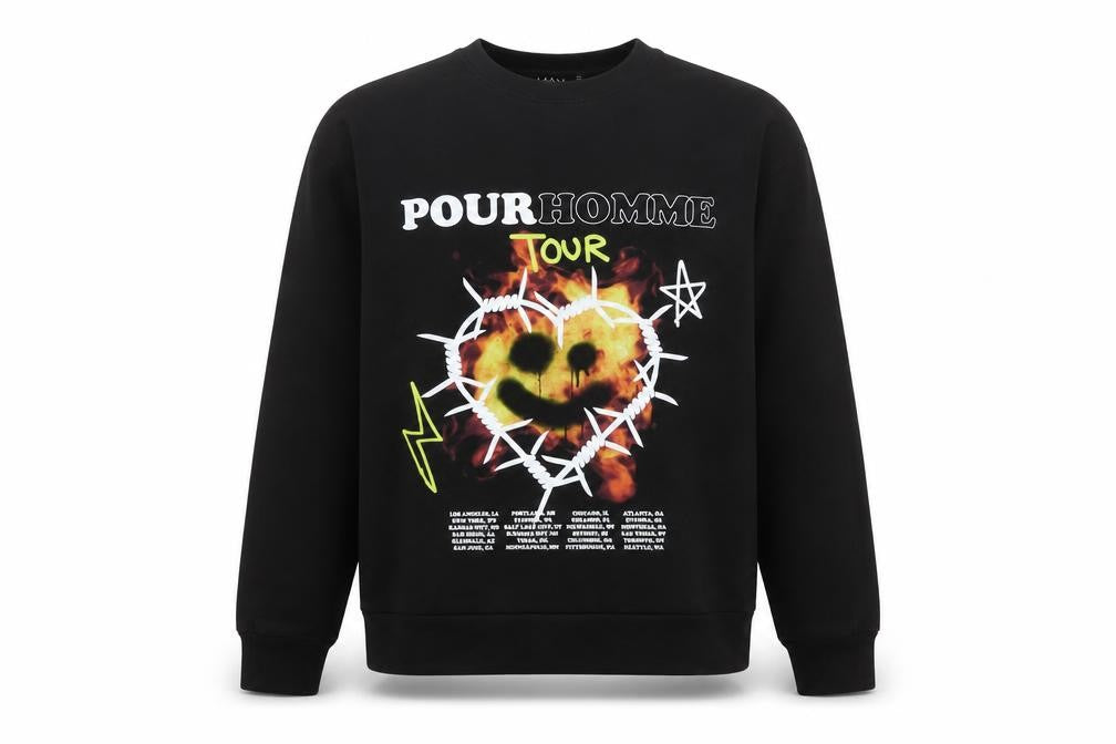 boohooMAN Men's Black Graphic Print Pullover Sweatshirt Size S