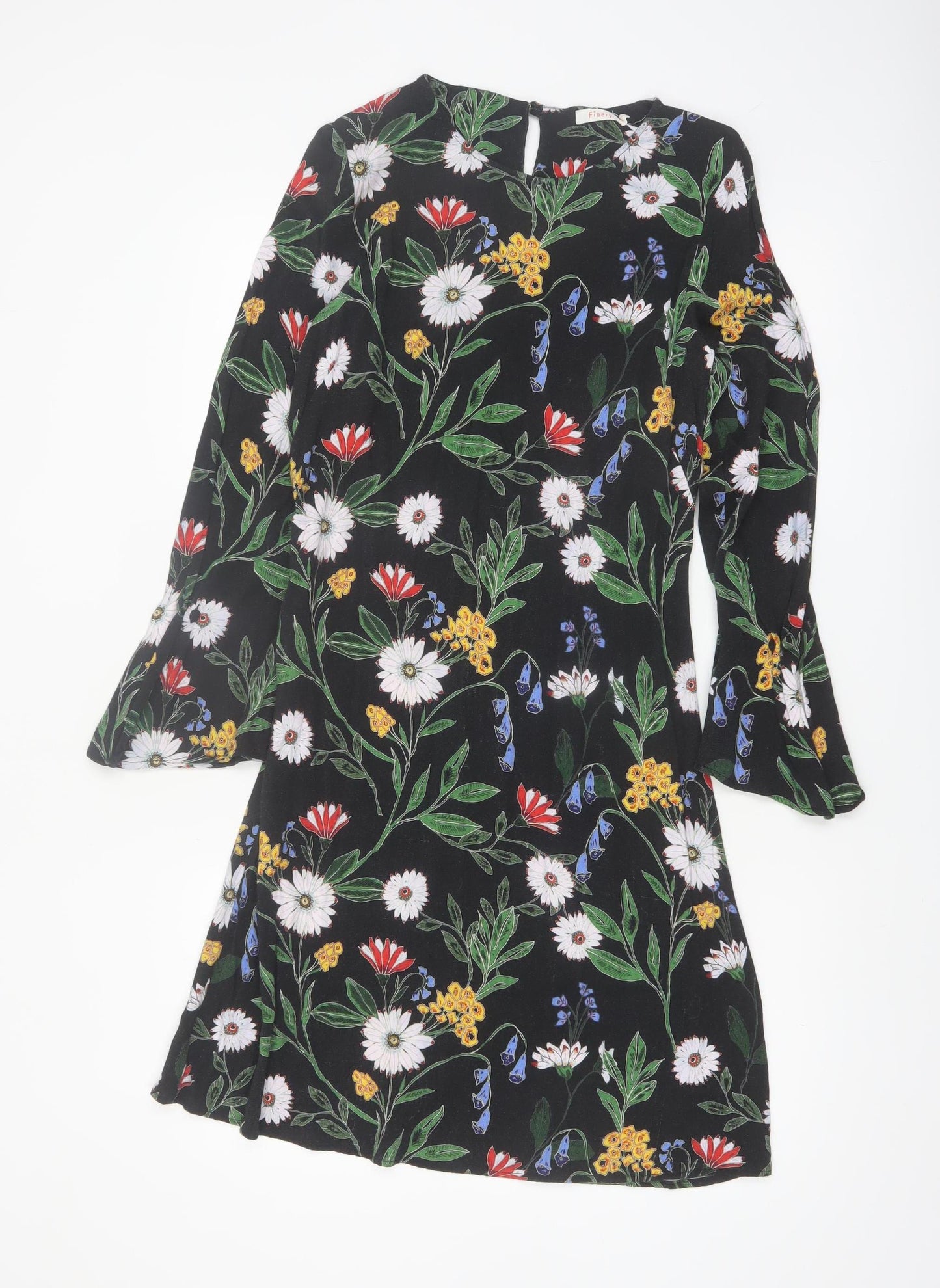 Finery Women Black Floral Viscose Shift Dress UK 10