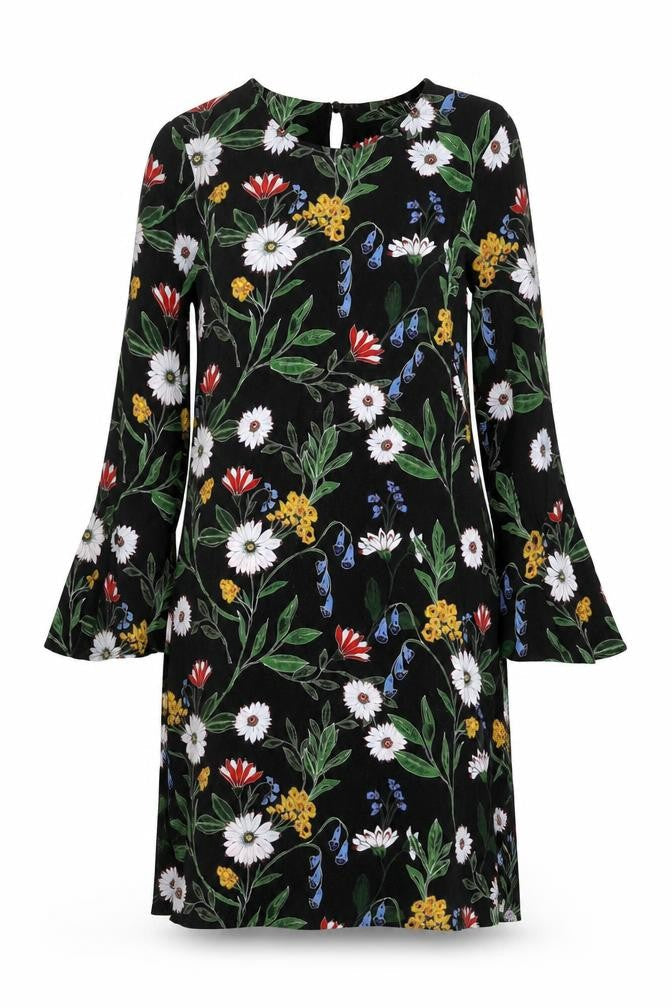 Finery Women Black Floral Viscose Shift Dress UK 10