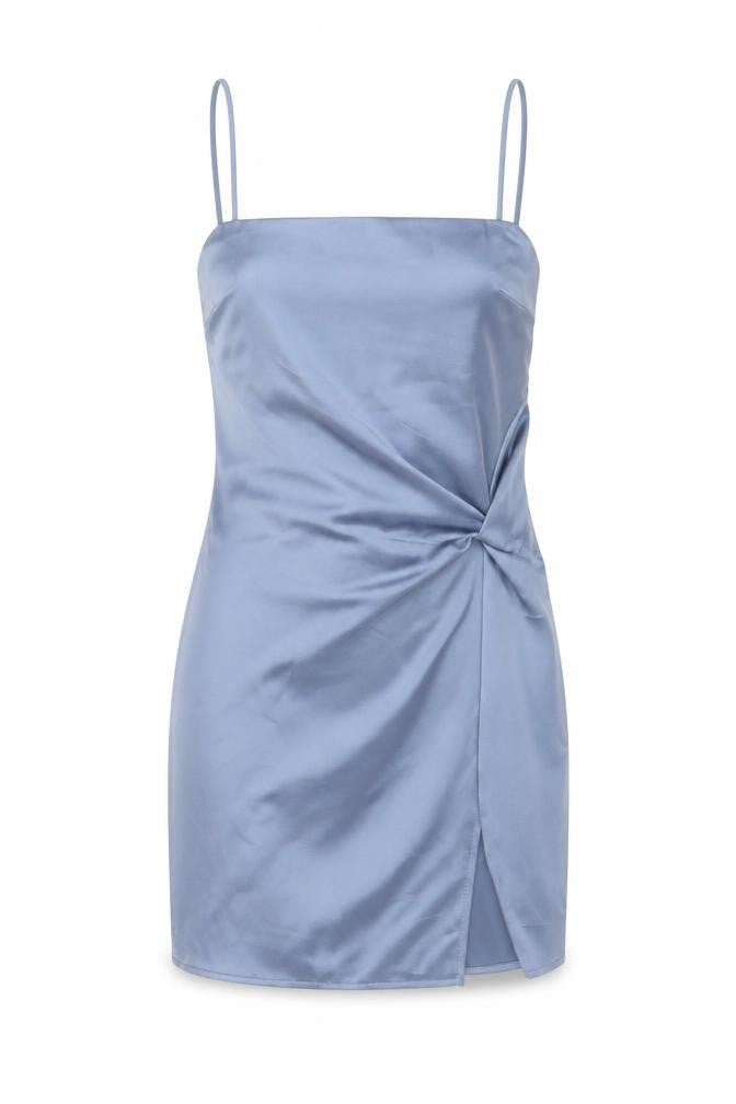 Topshop Women’s Blue Satin Ruched Slip Dress UK 4