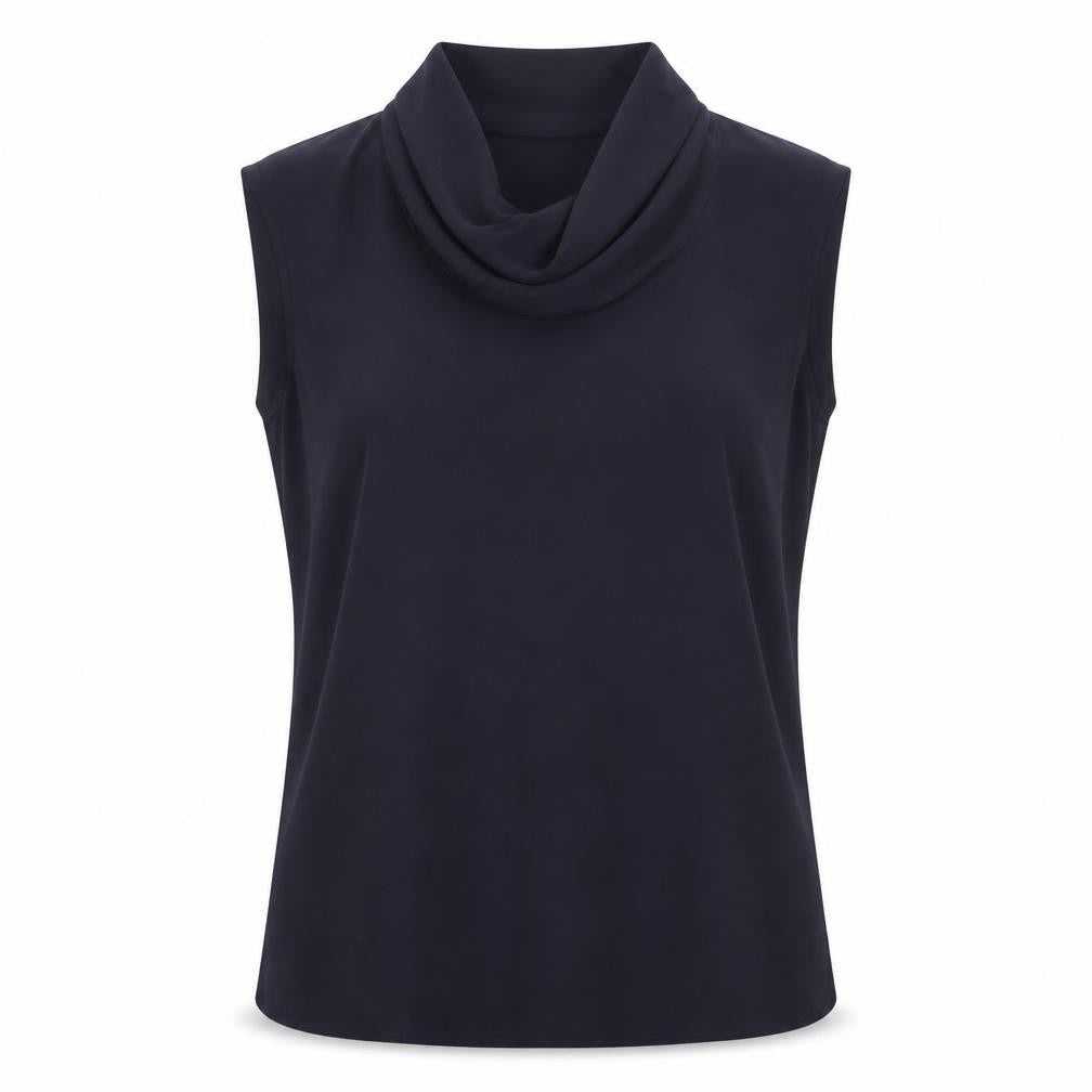 Paul Costelloe Women's Blue Sleeveless Cowl Neck Blouse UK 12