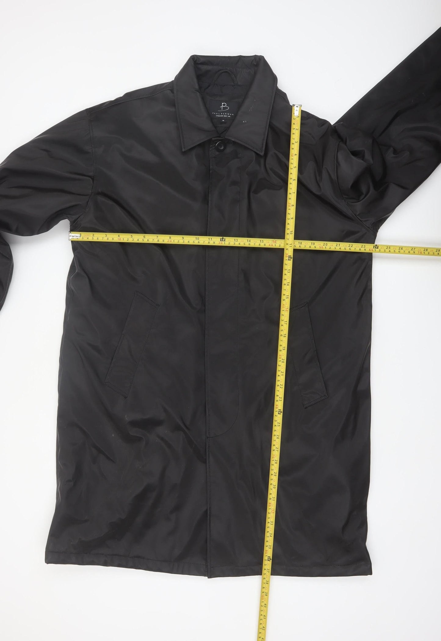 Paul Berman Men's Black M Rain Coat Waterproof Long Jacket