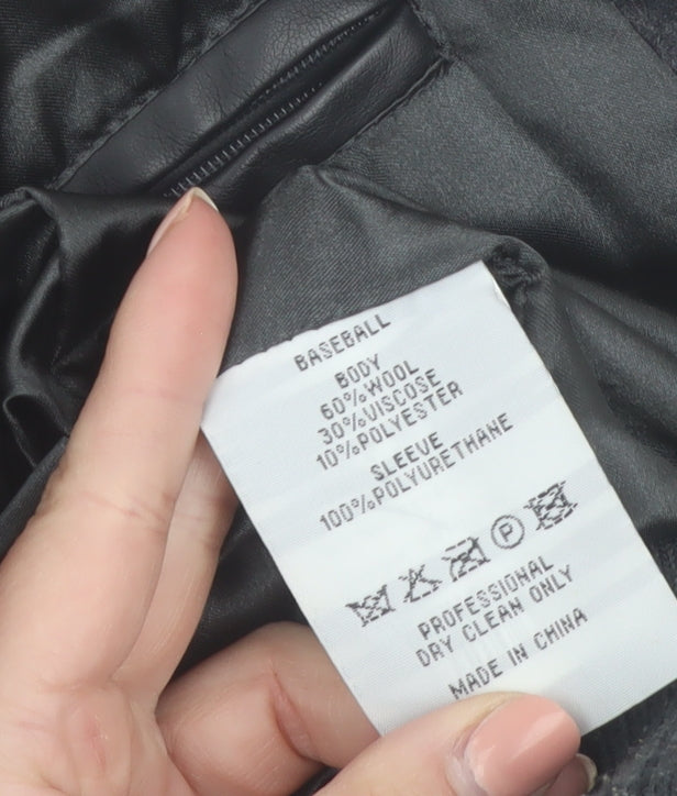 Burning Palms Men’s Black Wool Varsity Jacket Size S