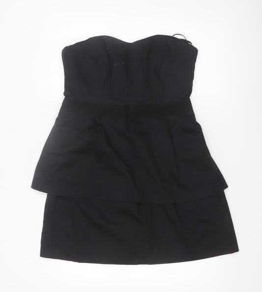 Coast Women's Black Strapless Layered Short Dress Size 16