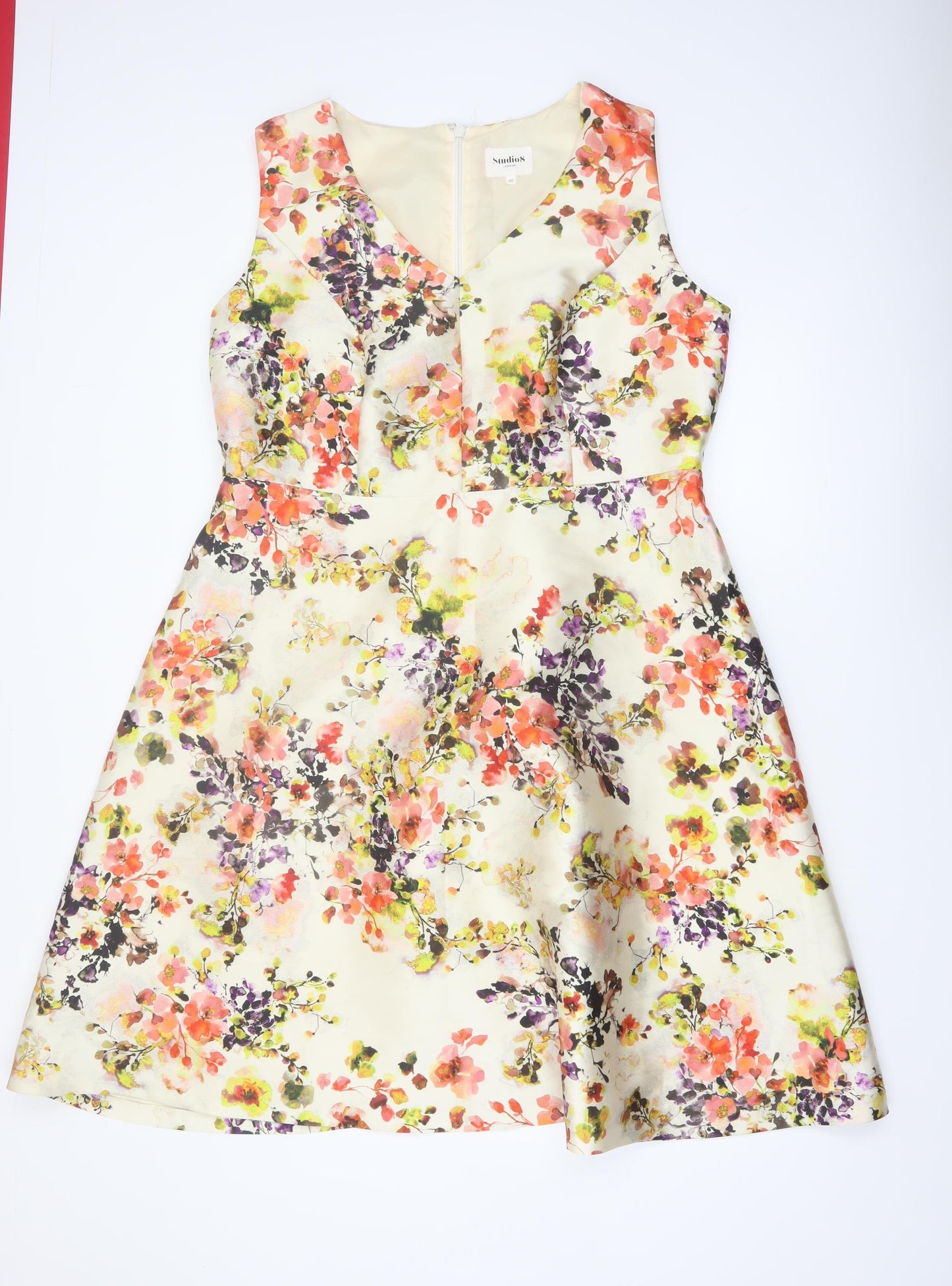 Studio 8 Women’s Multicoloured Floral A-Line Sleeveless Dress Size 20