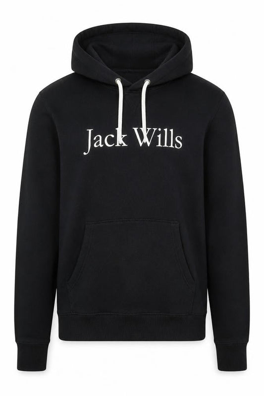 Jack Wills Men's Black Pullover Hoodie S Regular Fit Logo Fleece