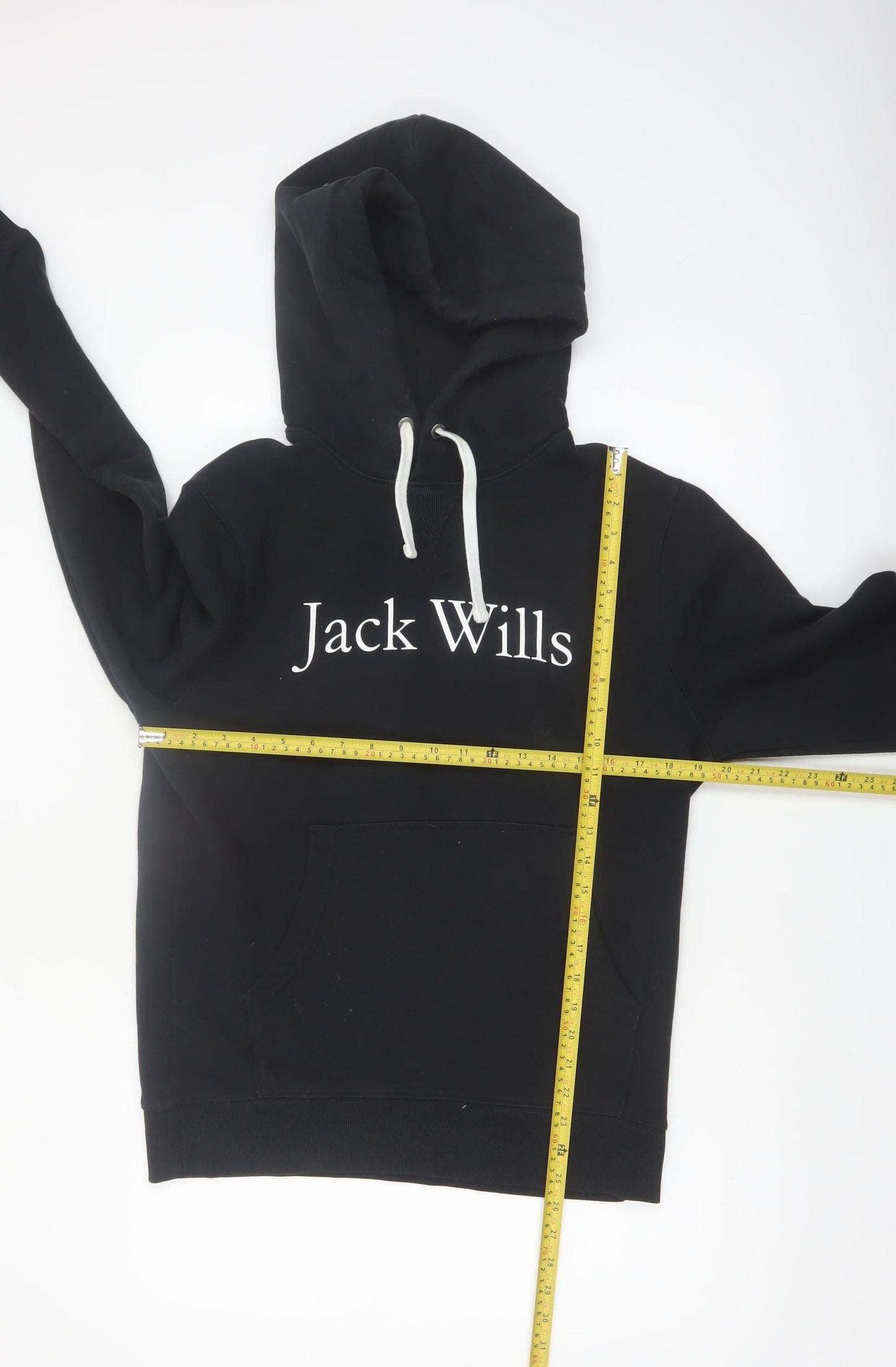 Jack Wills Men's Black Pullover Hoodie S Regular Fit Logo Fleece