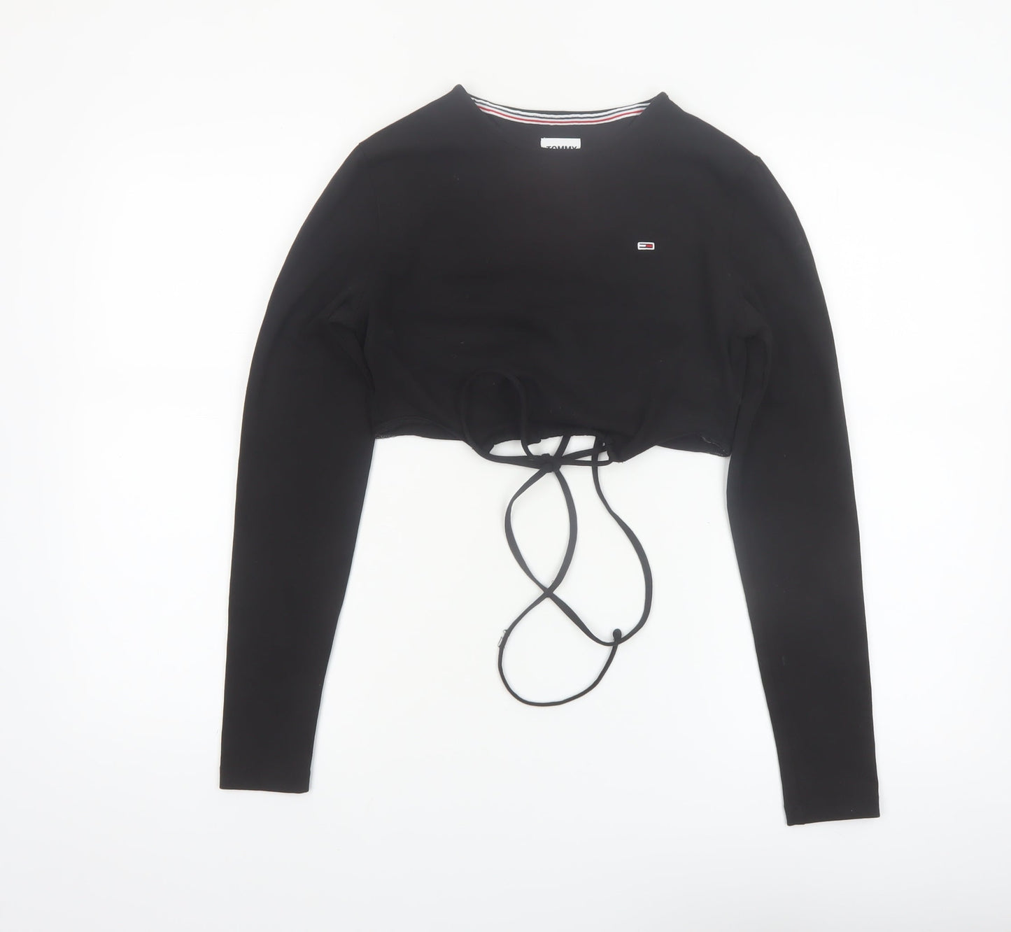 Tommy Jeans Women's Black Cropped Long Sleeve Top M