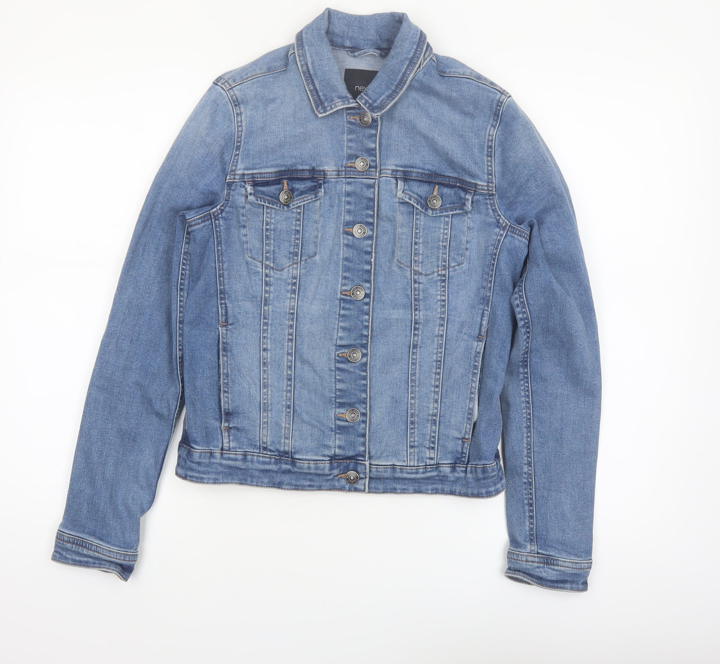 Next Women's Blue Denim Jacket Size 10 Classic Casual