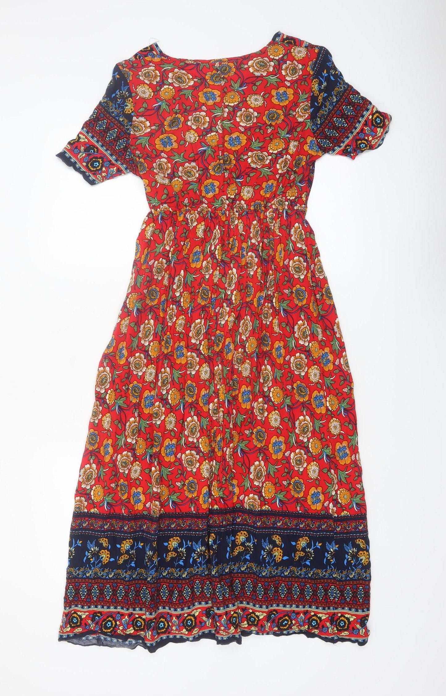 SHEIN Women's Multicoloured Floral Bohemian Midi Dress Size 8