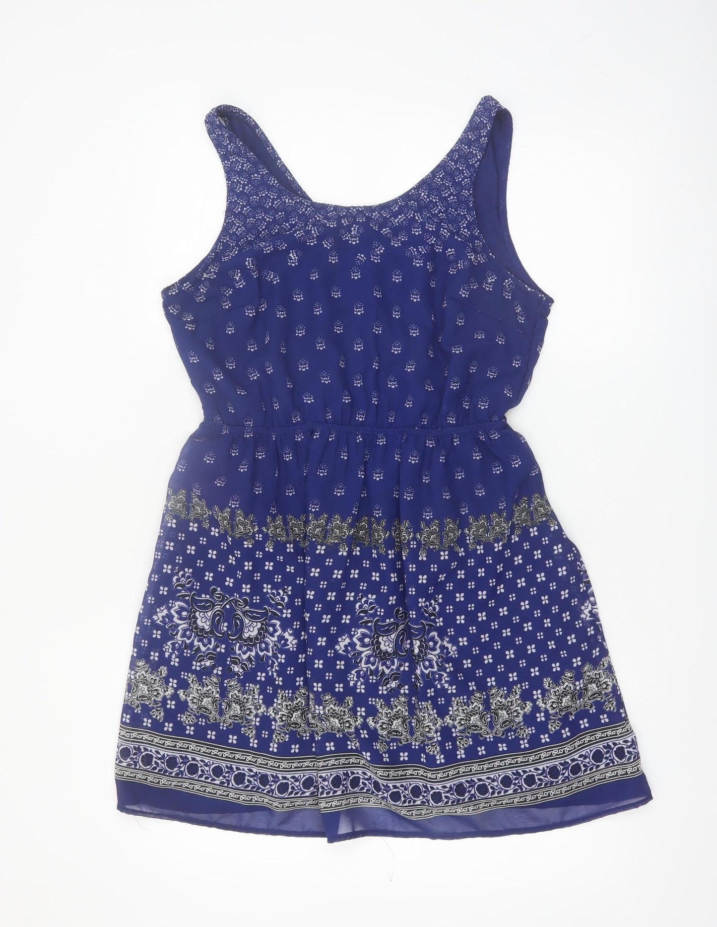 H&M Women Blue Sleeveless A-Line Short Dress Size 14