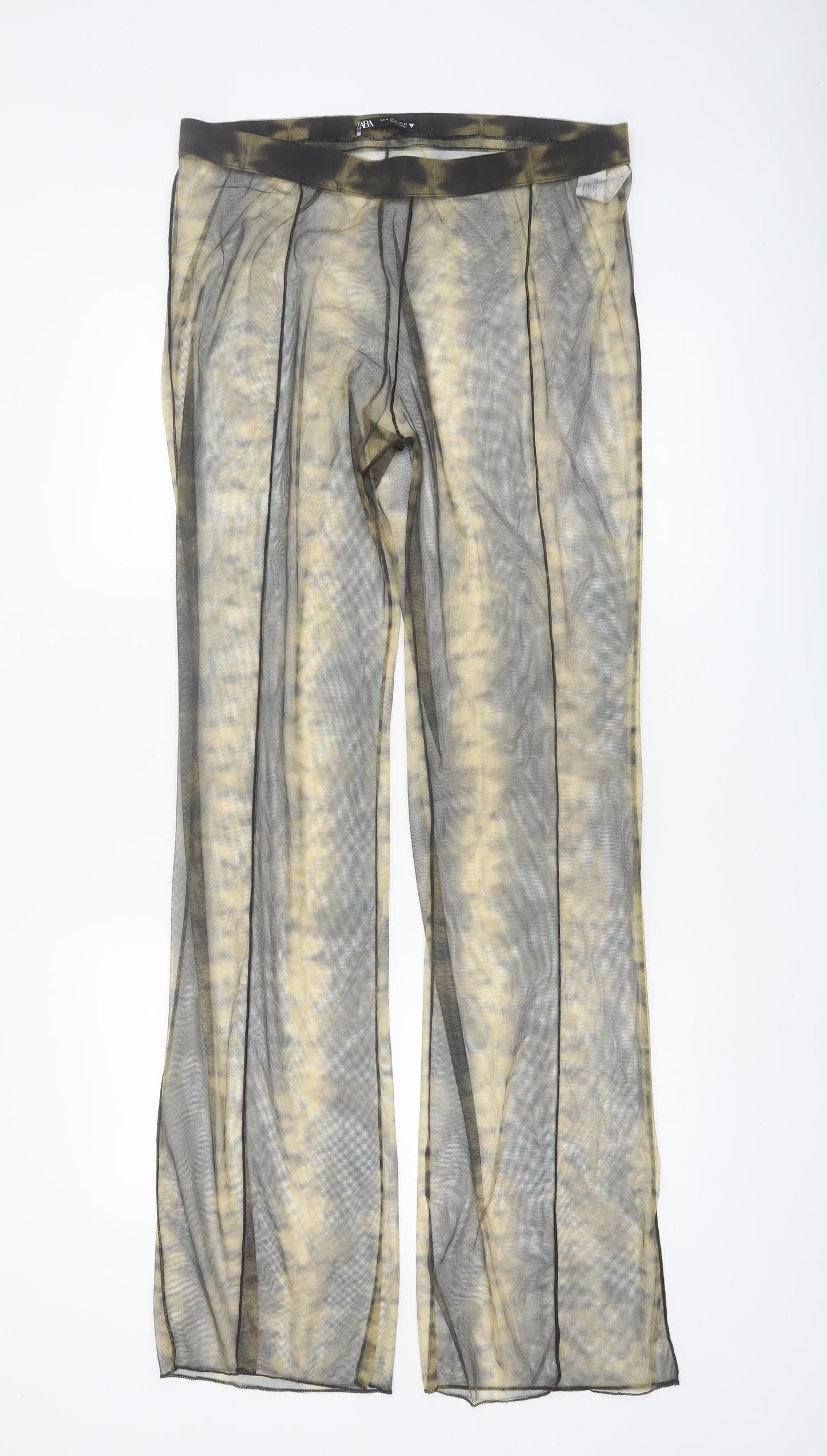 Zara Women Multicoloured Mesh Wide-Leg Trousers Size XL