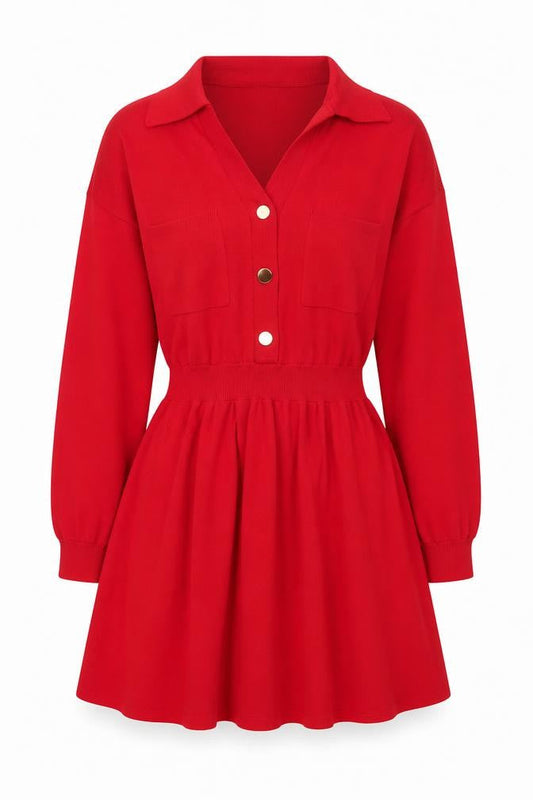 Next Women’s Red Collared Shirt Dress L Long Sleeve Knit