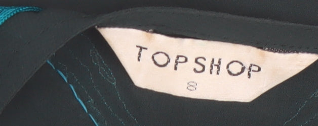 Topshop Women’s Black Embroidered Chiffon Blouse Size 8 Bohemian Style