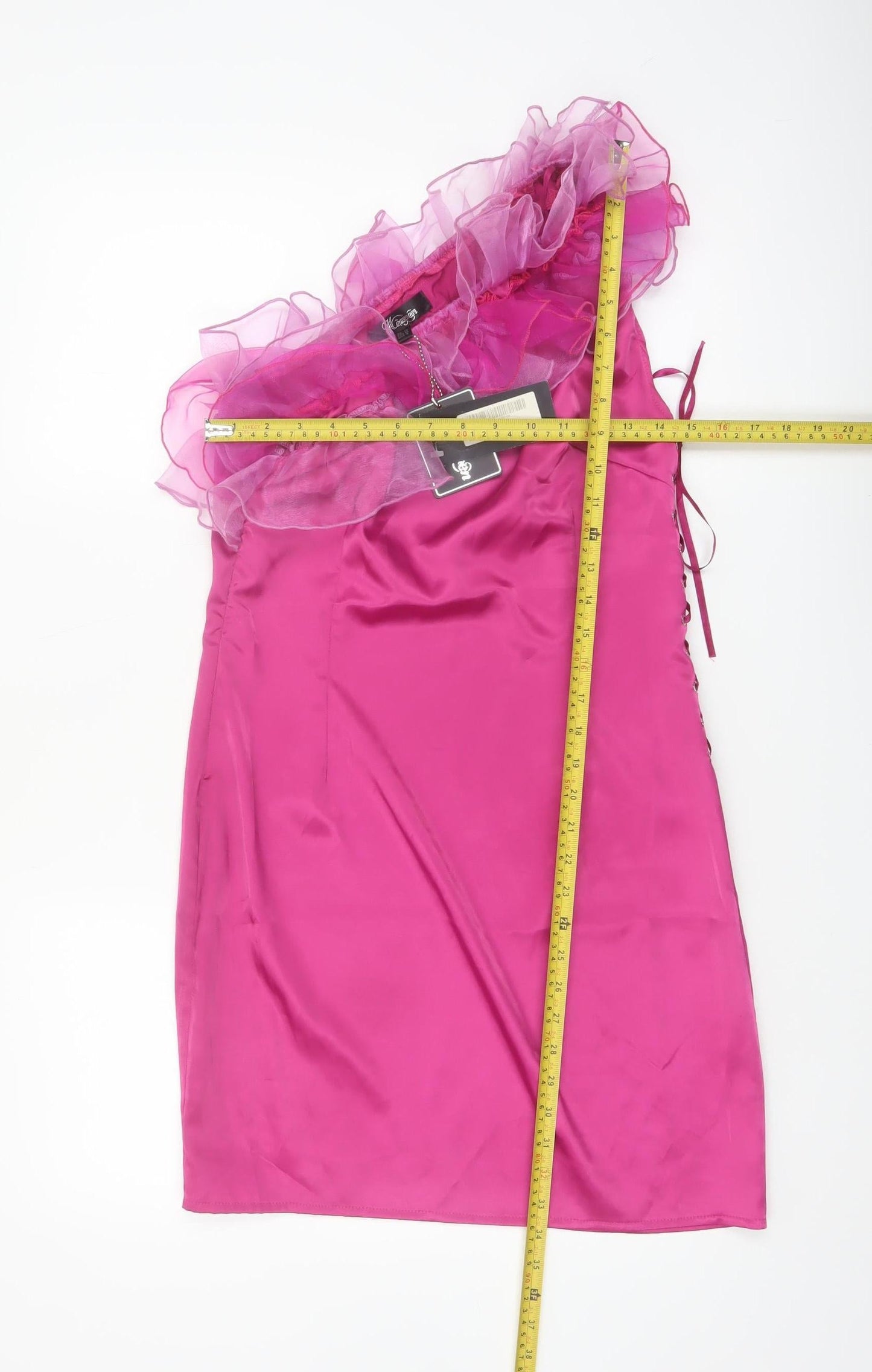 Heaven Women's Pink One Shoulder Ruffle Bodycon Dress Size 12