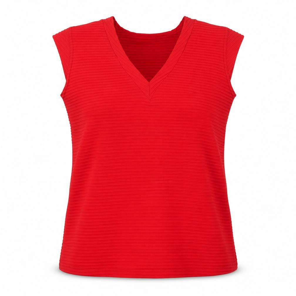 Carla d'Angeli Women Red V-Neck Sleeveless Stretch Blouse Size 16