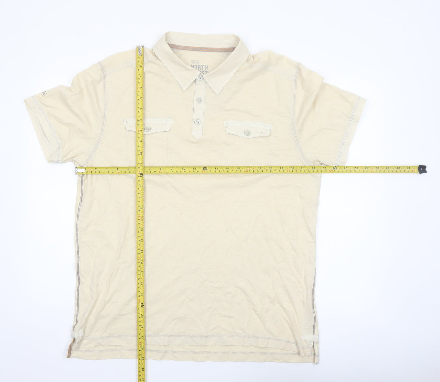 Marks and Spencer North Coast Beige Men's L Cotton Polo Shirt