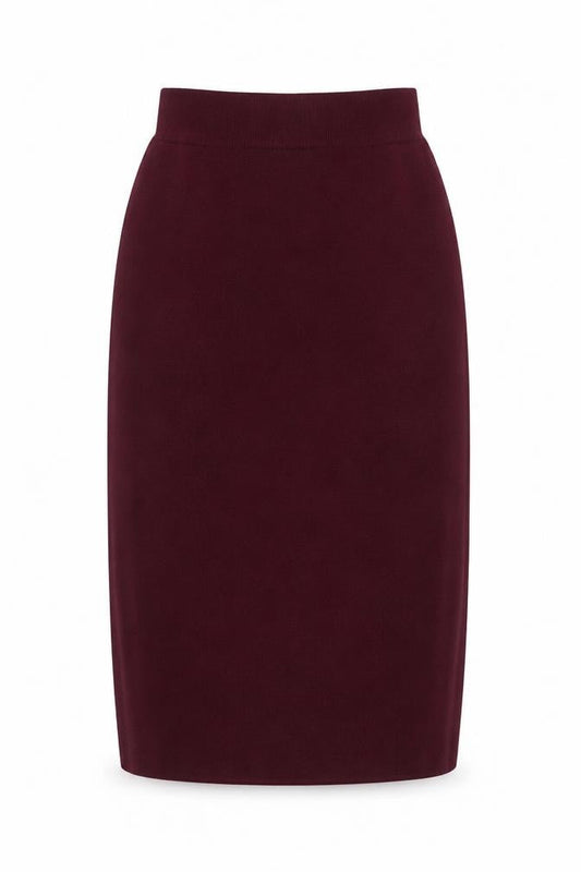Jaeger Women's Brown Wool Pencil Skirt L Knit Knee Length