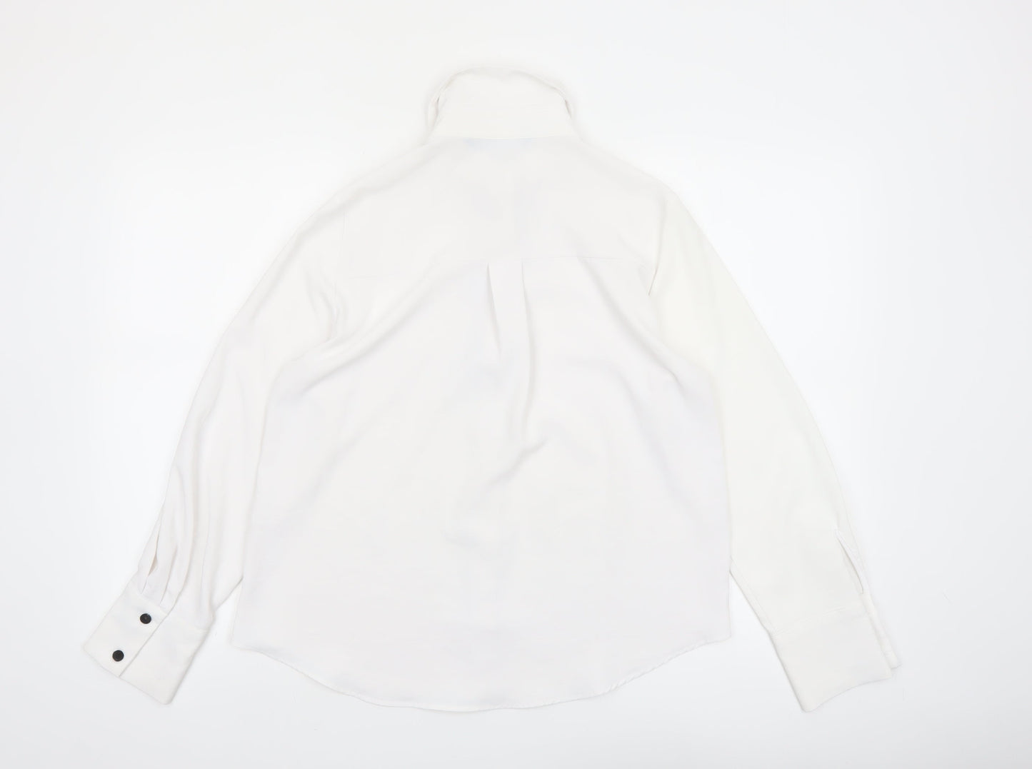 Zara Women White Collared Long Sleeve Button Blouse XS