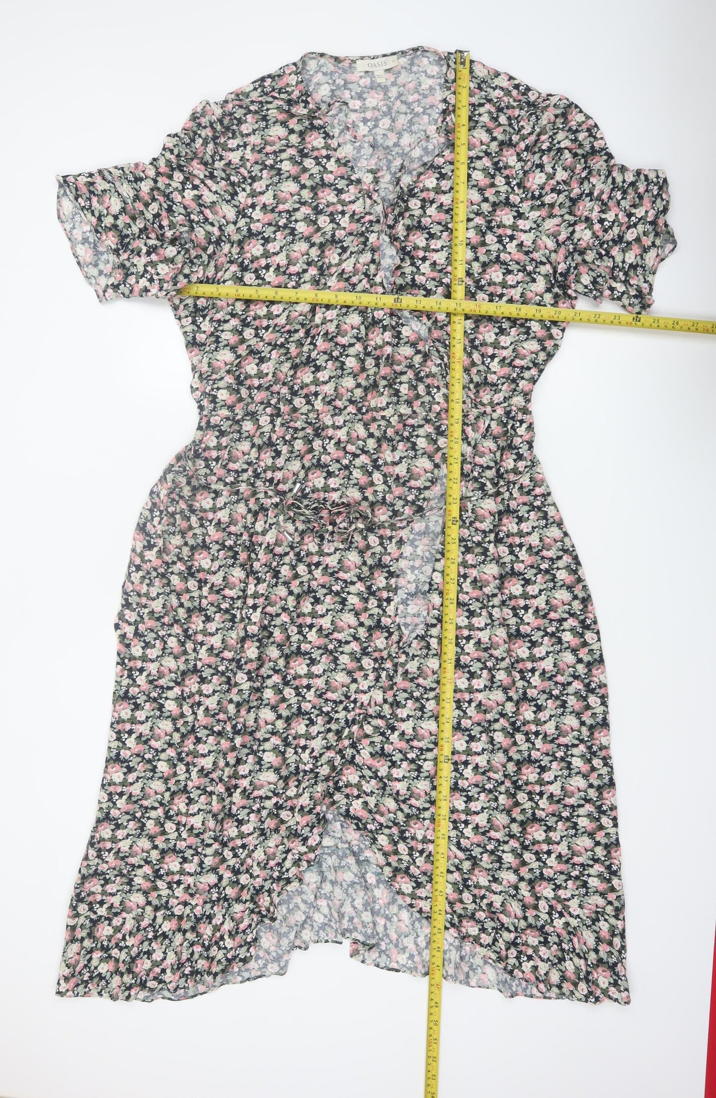 Oasis Womens Floral Wrap Dress Multicoloured Size 26 Viscose