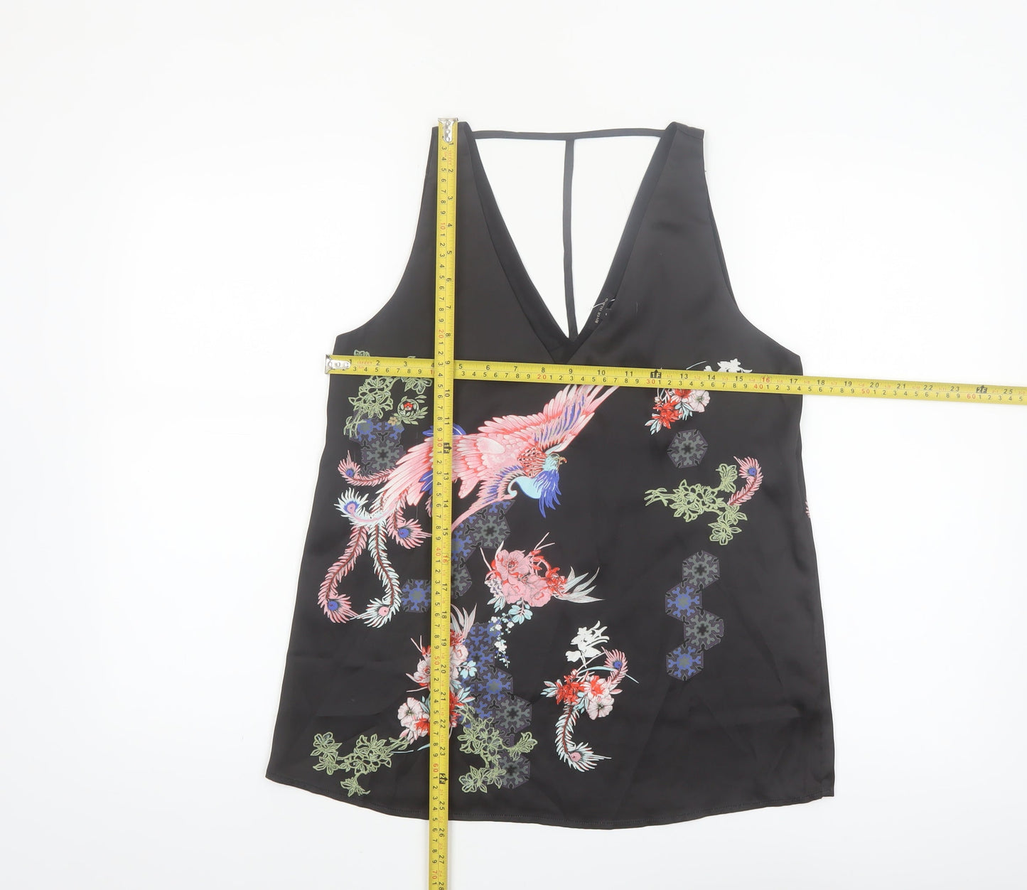 River Island Womens Black Floral Satin Camisole Top Size 6