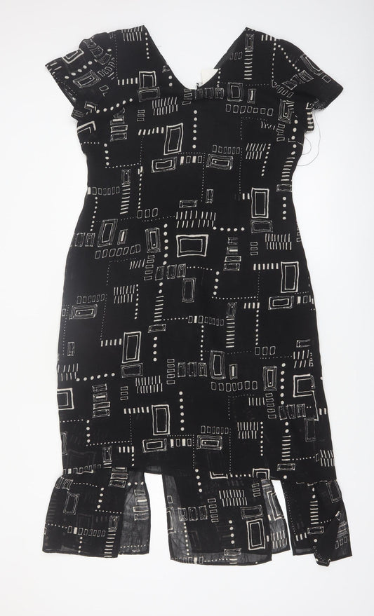 Jolibel Petite Black Geometric Sheath Dress Women’s Size 12