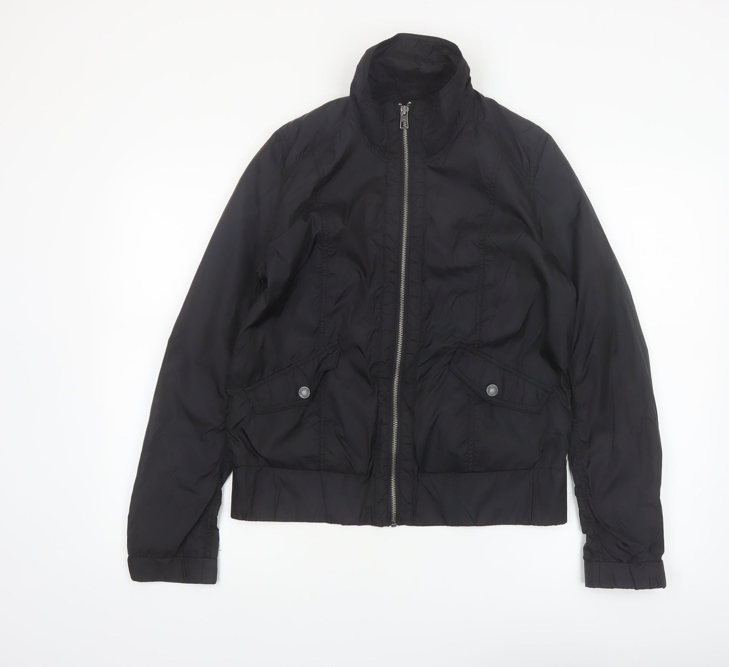 H&M L.O.G.G. Women's Black Bomber Jacket Size 12 Full Zip Casual
