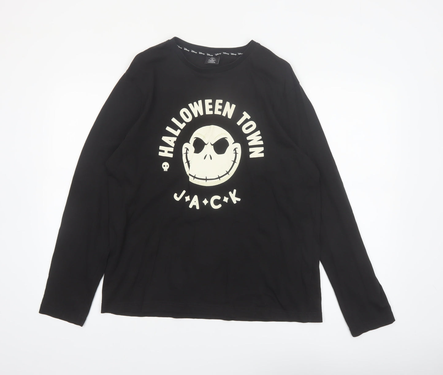 Tu Men’s Black Halloween Town Jack Long Sleeve Cotton Top Size M