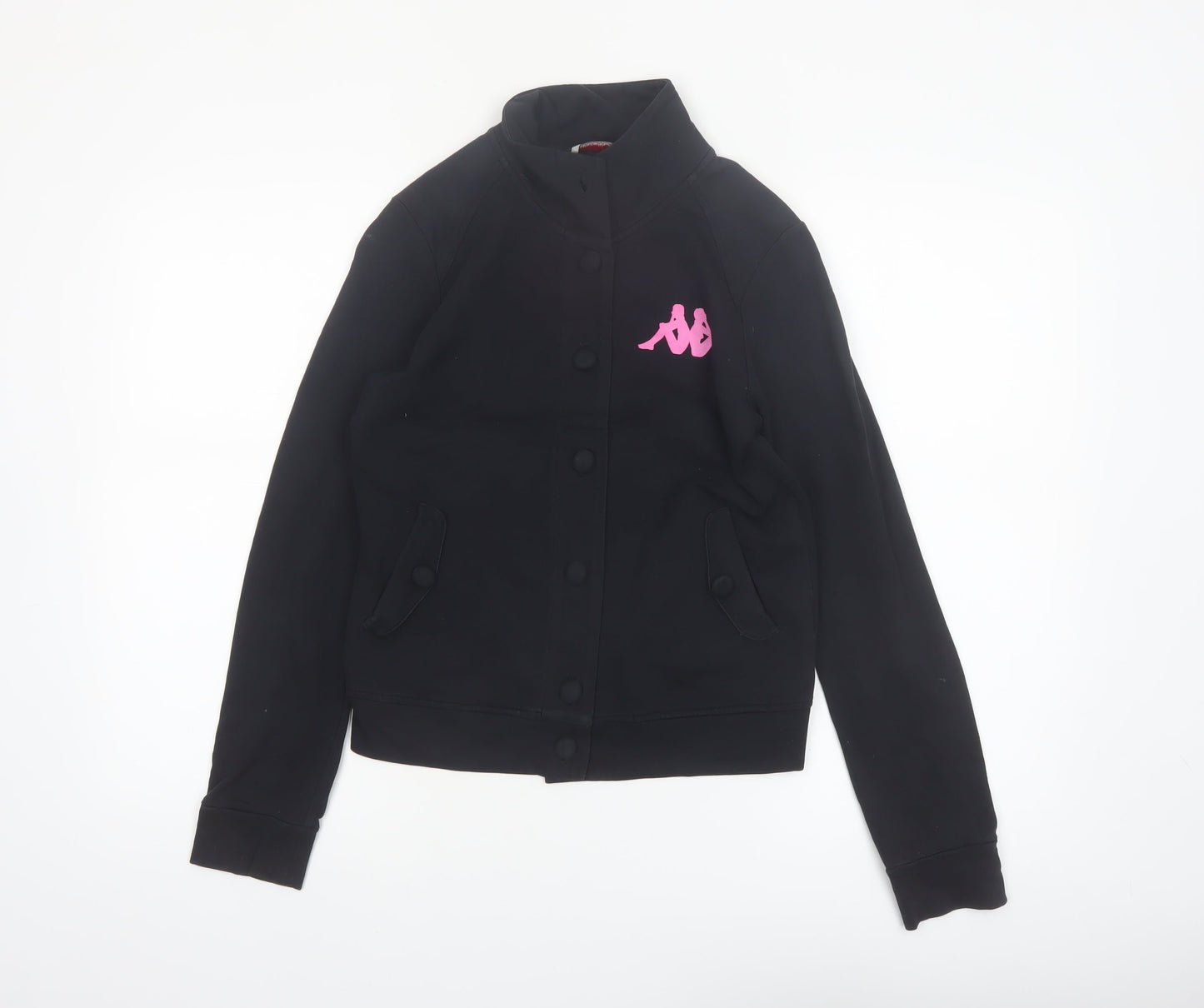 Kappa Women’s Black Bomber Jacket S Logo Button Up