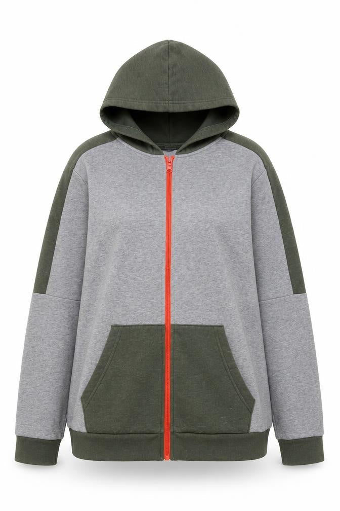 Champion Womens Grey Green Full Zip Hoodie XL 16-18 Casual Cotton Blend
