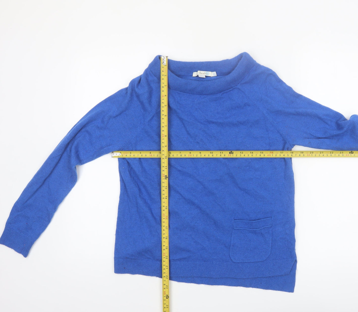 Boden Women's Blue Wool Blend Boat Neck Jumper Size 12
