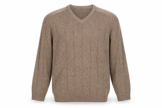 James Pringle Men's Beige Acrylic V-Neck Pullover Jumper L